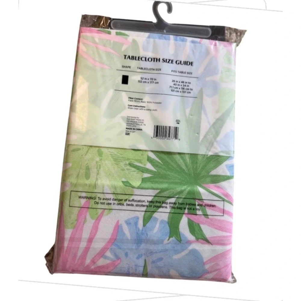 Set of 2 Matching PEVA Outdoor Tablecloths Tropical & Preppy Cabana Stripe NEW